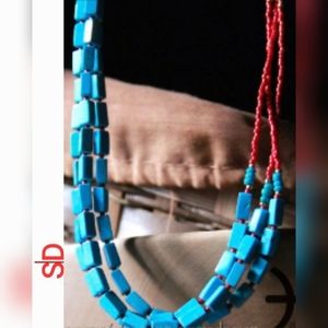 Turquoise 3 strand necklace finished with 14k gold-filled hardware.